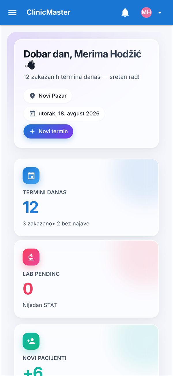 ClinicMaster na ekranu telefona
